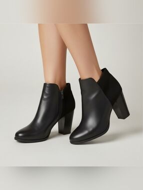 FIONI Black Heeled Ankle Boots